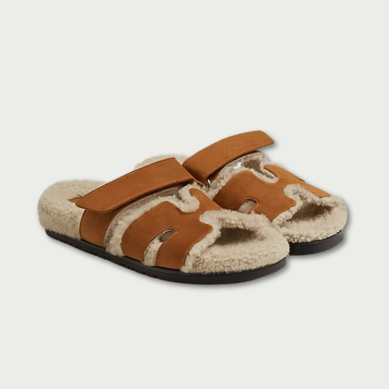 Sandals Roma - Brown & Off-white Fur