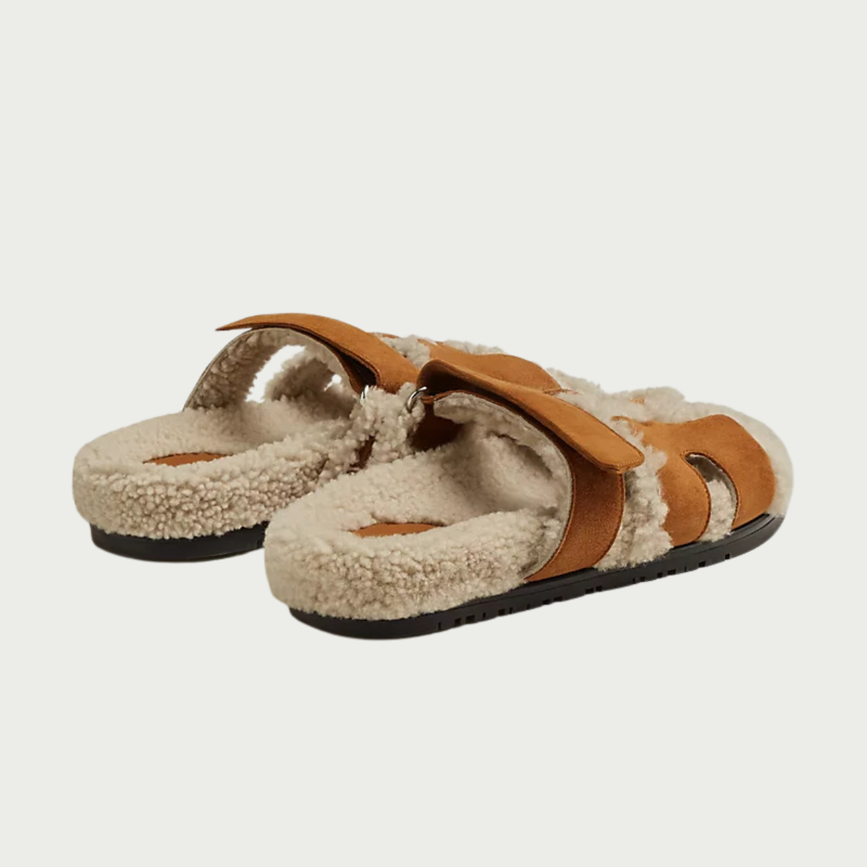 Sandals Roma - Brown & Off-white Fur