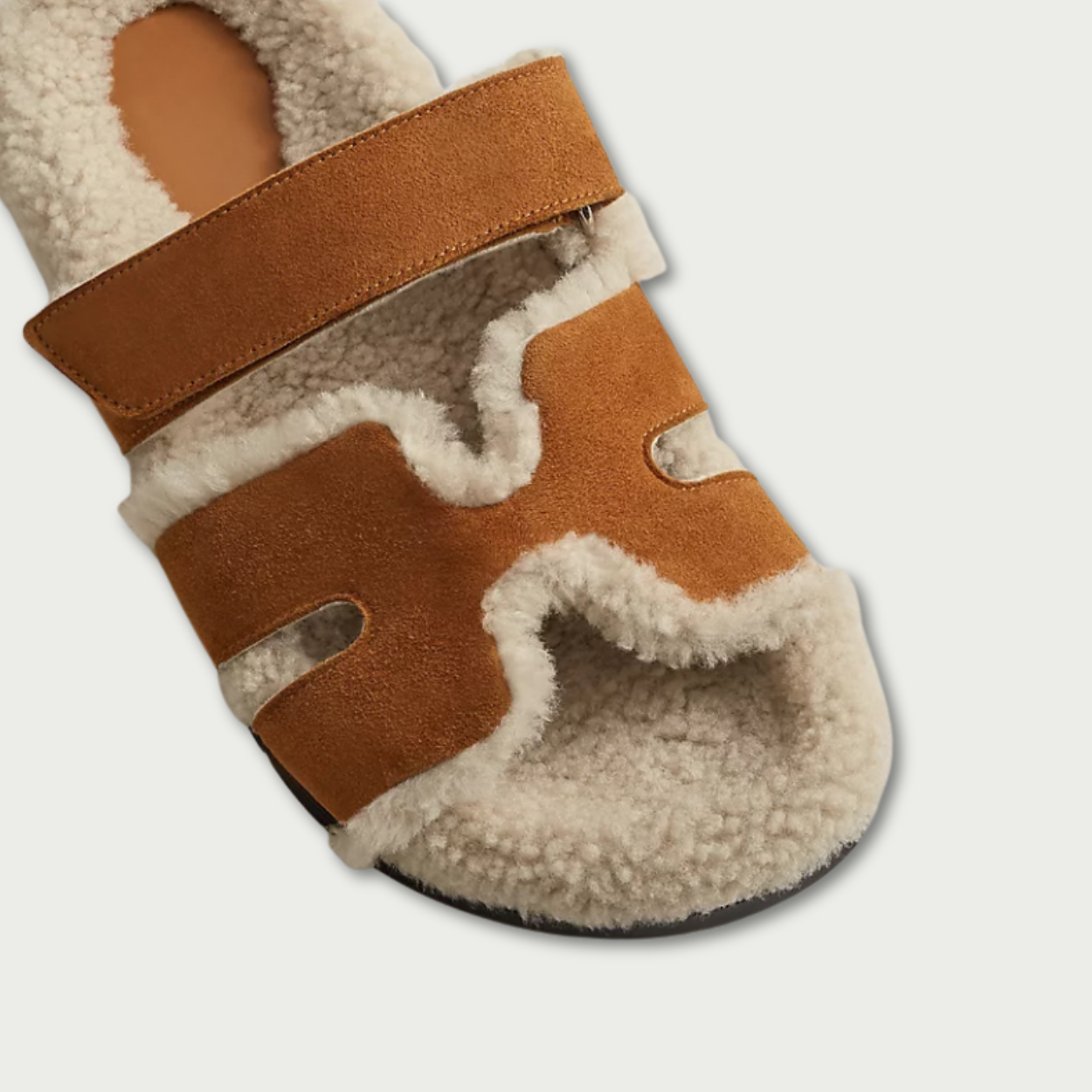 Sandals Roma - Brown & Off-white Fur